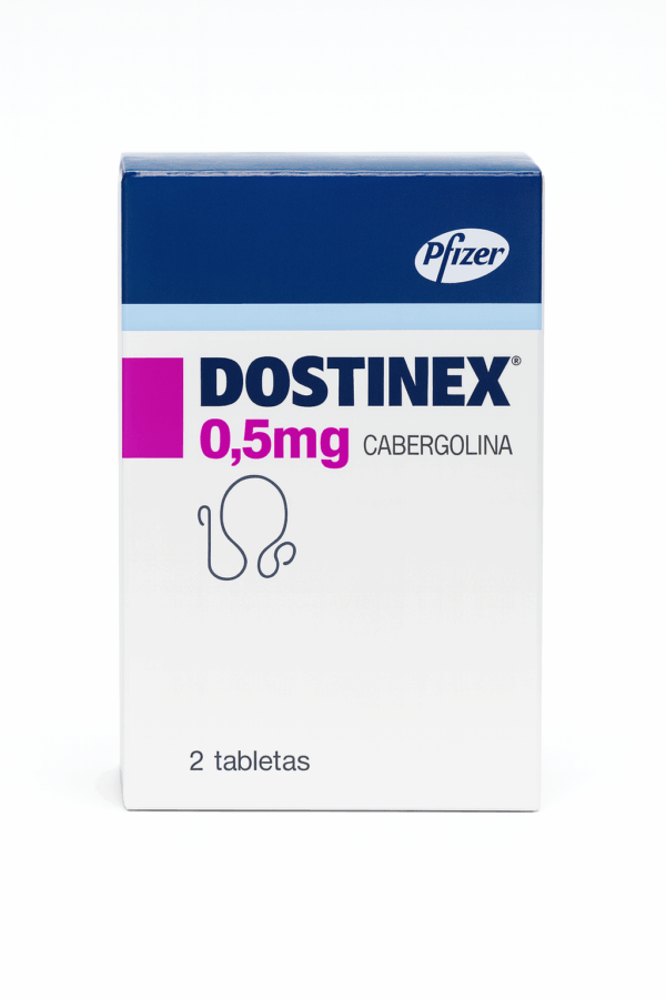 Dostinex cabergolina 0,5 mg Portugal — caixa com 2 comprimidos