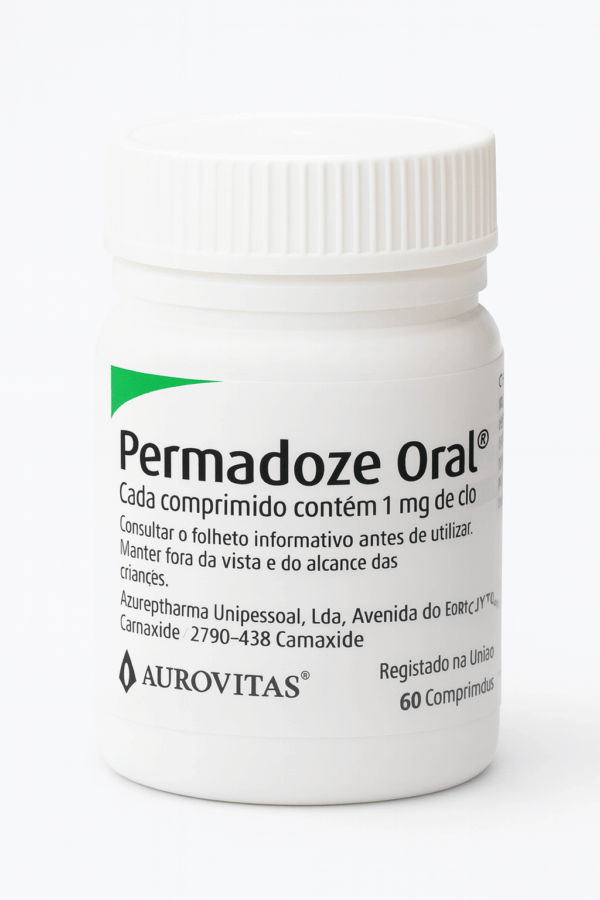 Permadoze Oral 1 mg Portugal — frasco com 60 comprimidos